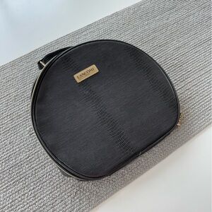 Vintage Lancôme Black Gold Faux Alligator Large Circle Clutch Purse Travel Bag